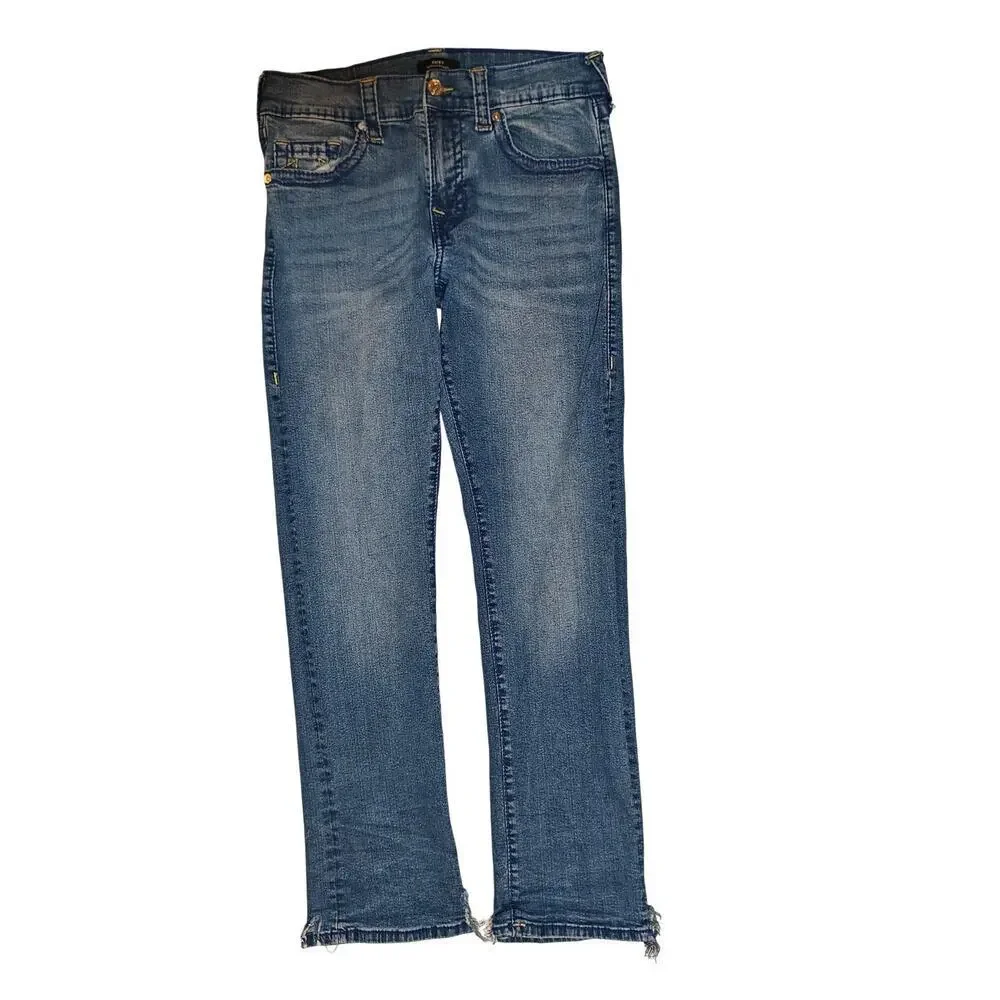 True Religion Ricky Straight Jeans Mens 33 Medium Wash Denim Classic Stitch